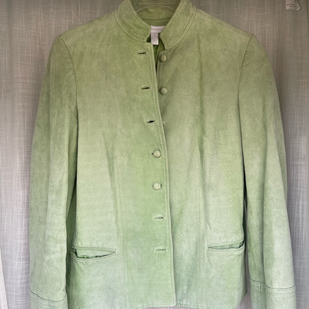 Charter Club Green Blazer Classic Structured Design